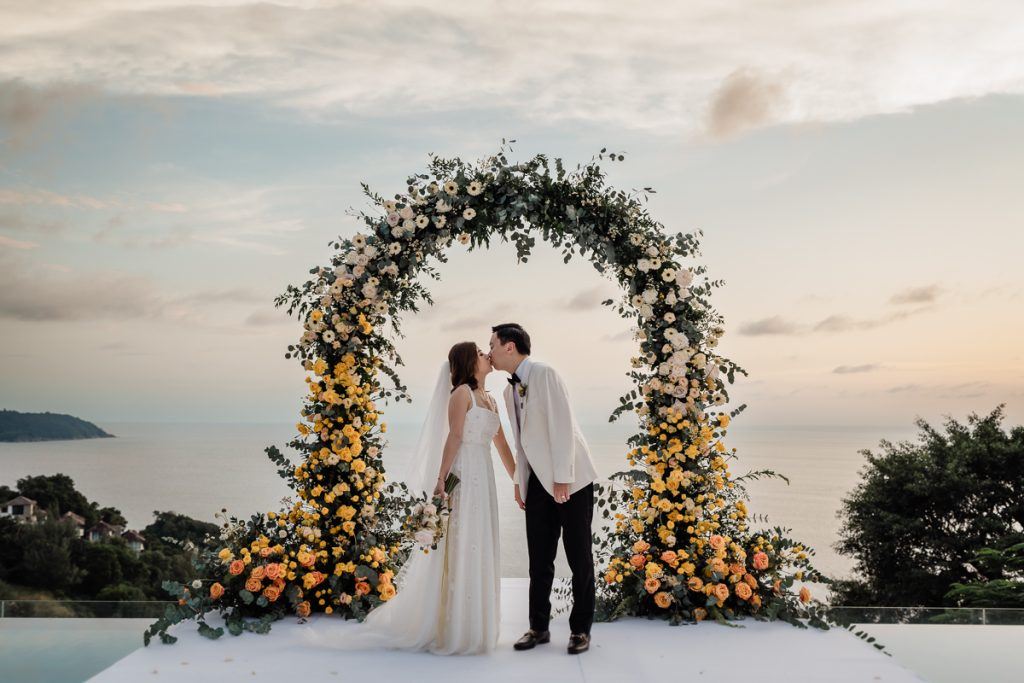 Best Photographer in Phuket captures sunset portraits at lucury villa