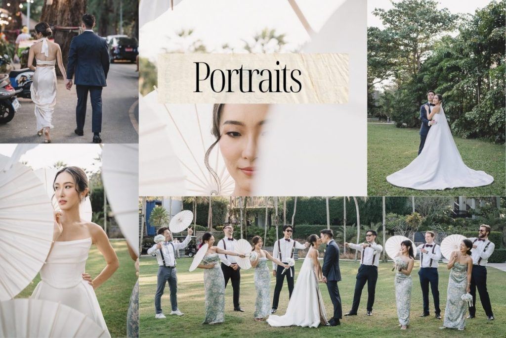 Bridal party portrait collage