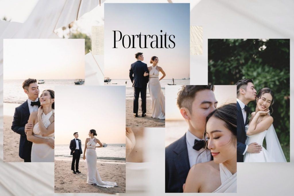 Sunset beach portraits in Phuket collage