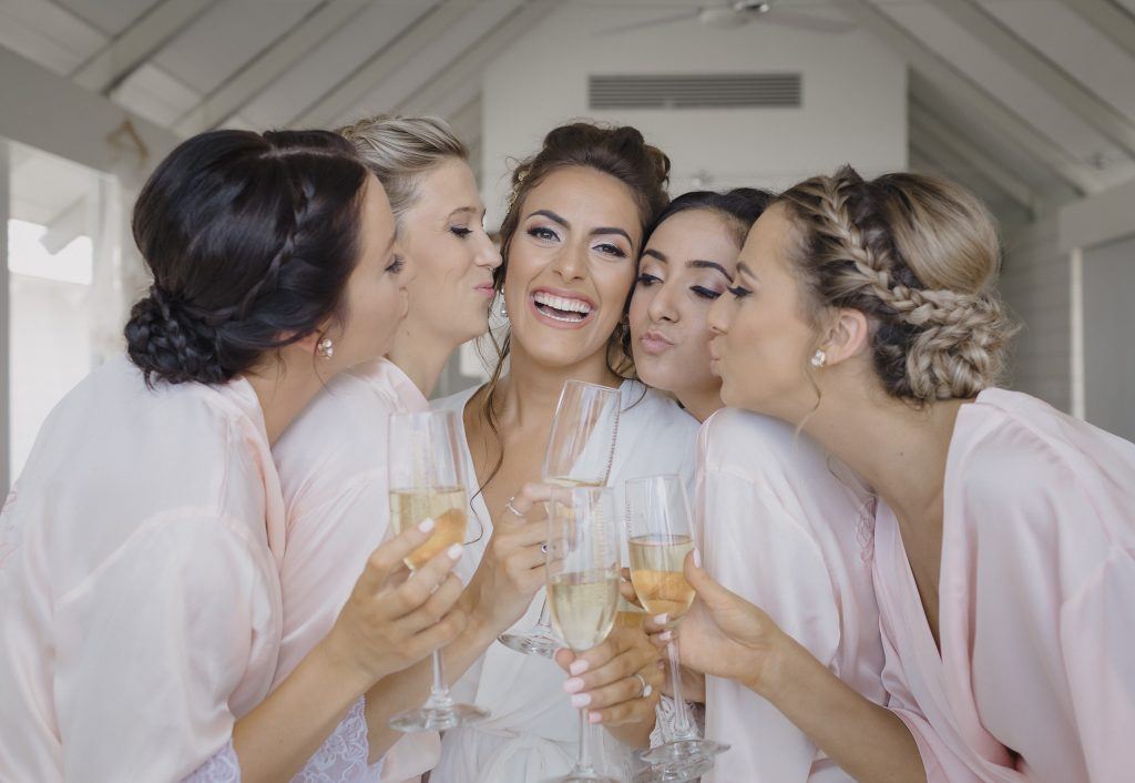 Wedding photographer in Koh Samui at private luxury villa captures bridesmaids