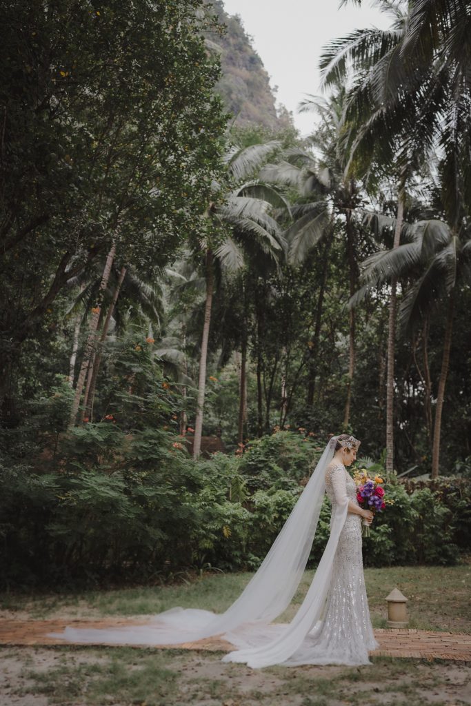 Krabi wedding photographer captures portrait of bride from US at Rayavadee Resort & Spa