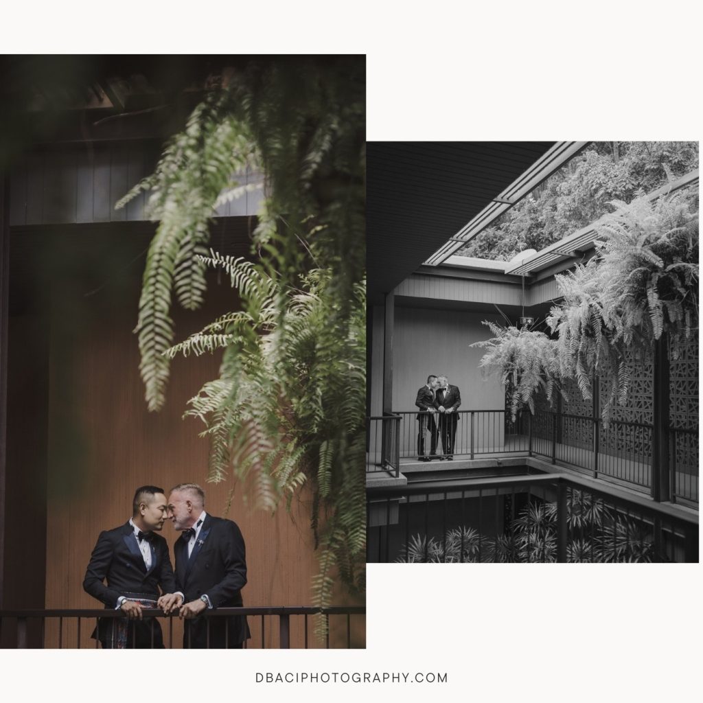 First look portrait at same sex wedding in Phuket, Thailand at the Sri Panwa Resort & Spa