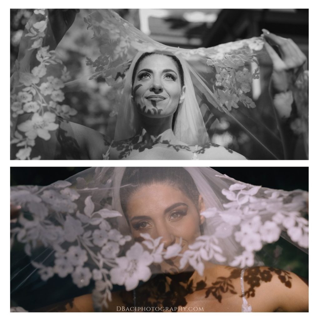Bride playing with her veil at destination wedding in Thailand.