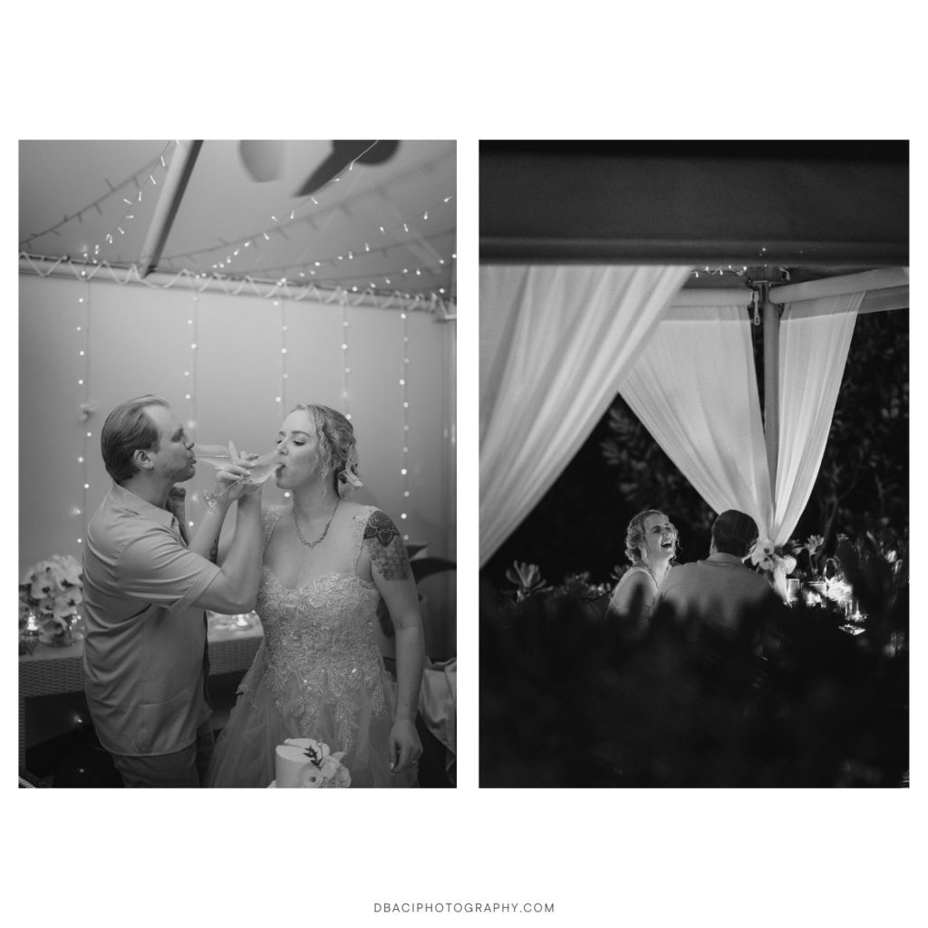 Bride and groom elopement dinner in Thailand.