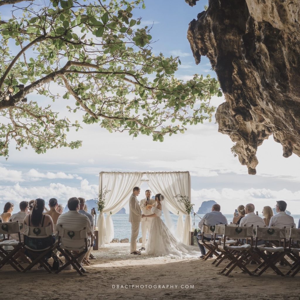Wedding ceremony in the grotto at the rayavadee resort and spa in Krabi, Thailand