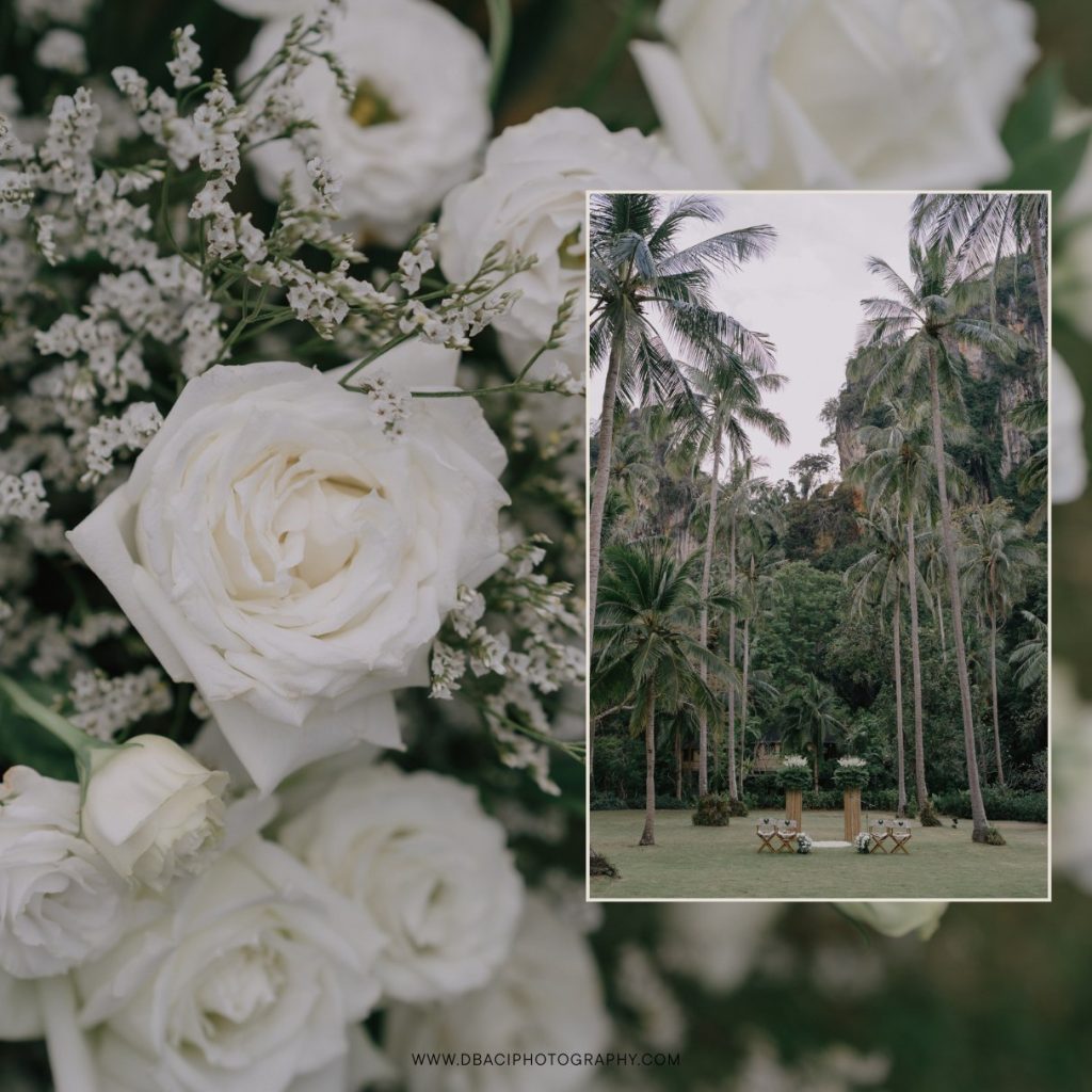 Wedding ceremony setup on the lawn of the Rayavadee Resort & Spa, Krabi.