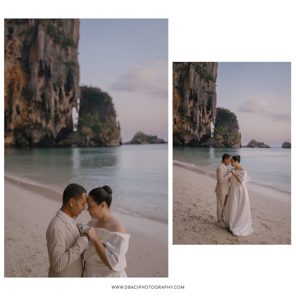 Bride and grooms portraits from vow renewal wedding in Krabi. Photography by Daniel Vaci