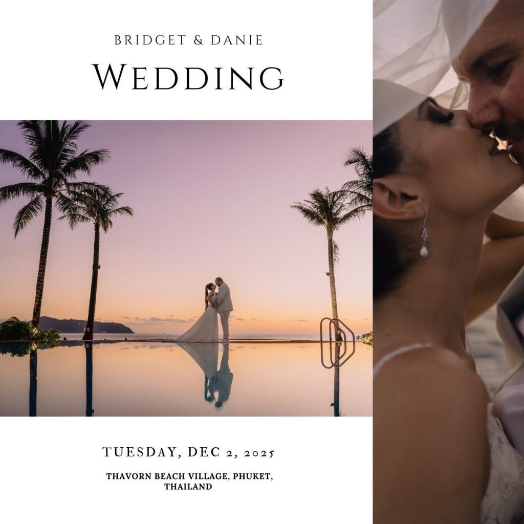 Sunset portraits from a destination wedding at Thavorn beach village in Phuket