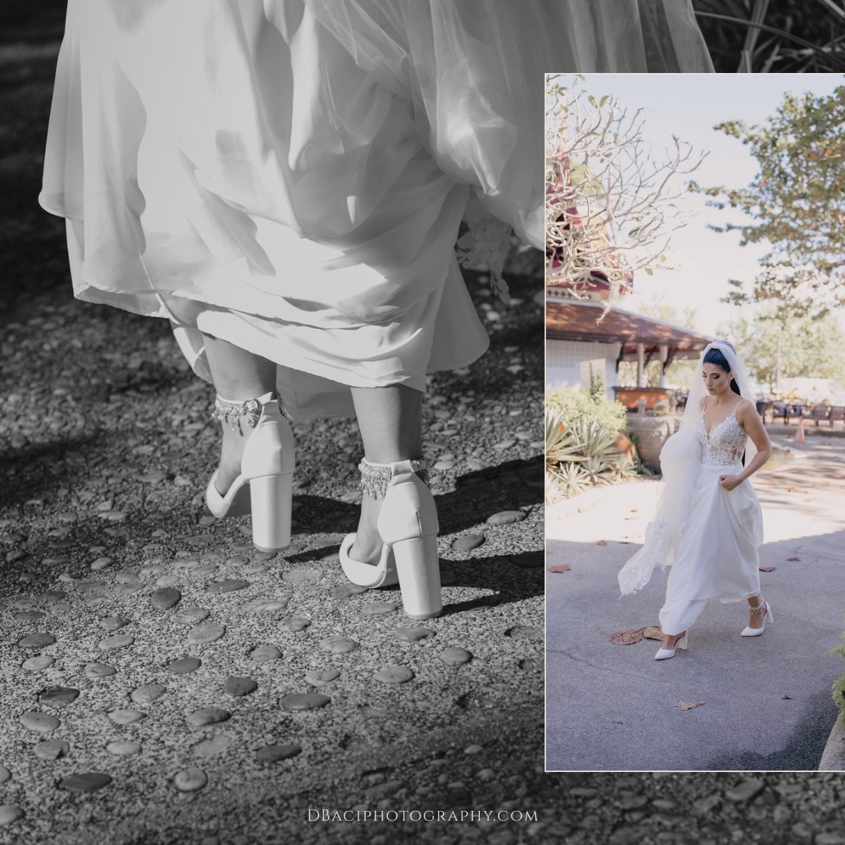 bride walking to her wedding ceremony at Thavorn Beach Phuket