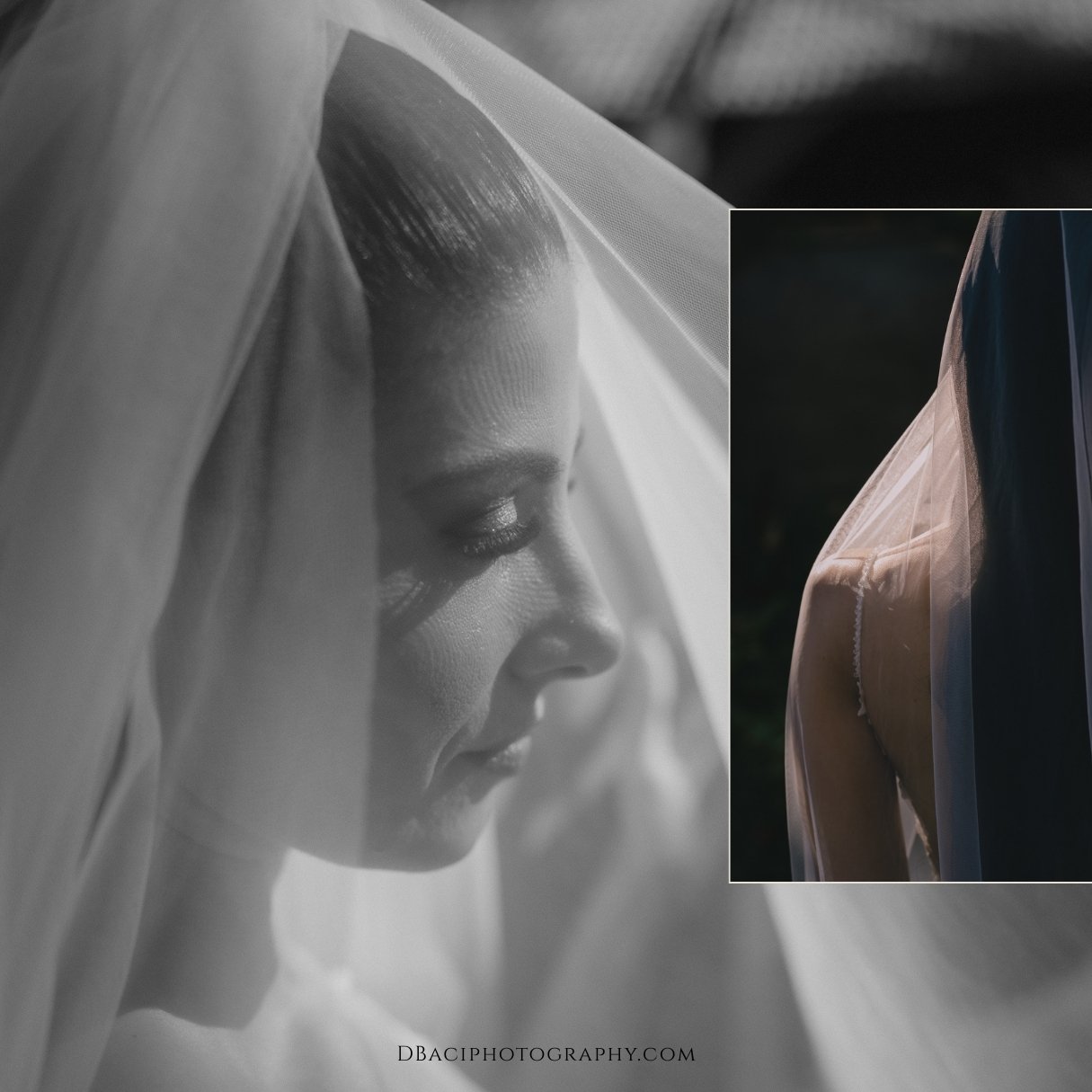 Black and white portrait of bride from South Africa at here Phuket wedding