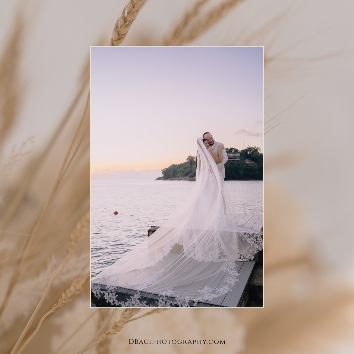 sunset wedding portrait from destination wedding in Phuket