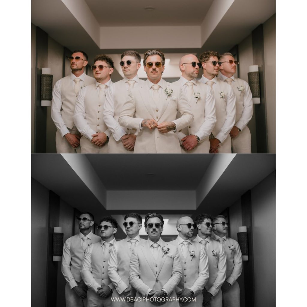 Groomsmen pose for portraits at the Phuket Marriott Resort & Spa, Merlin Beach venue.