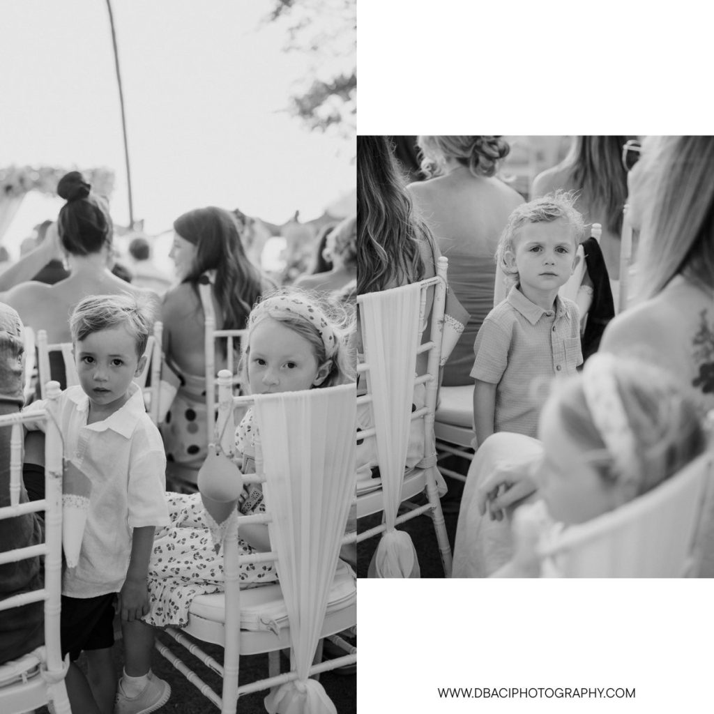 Candid photo of kids at Phuket wedding ceremony. Wedding photography by Daniel Baci