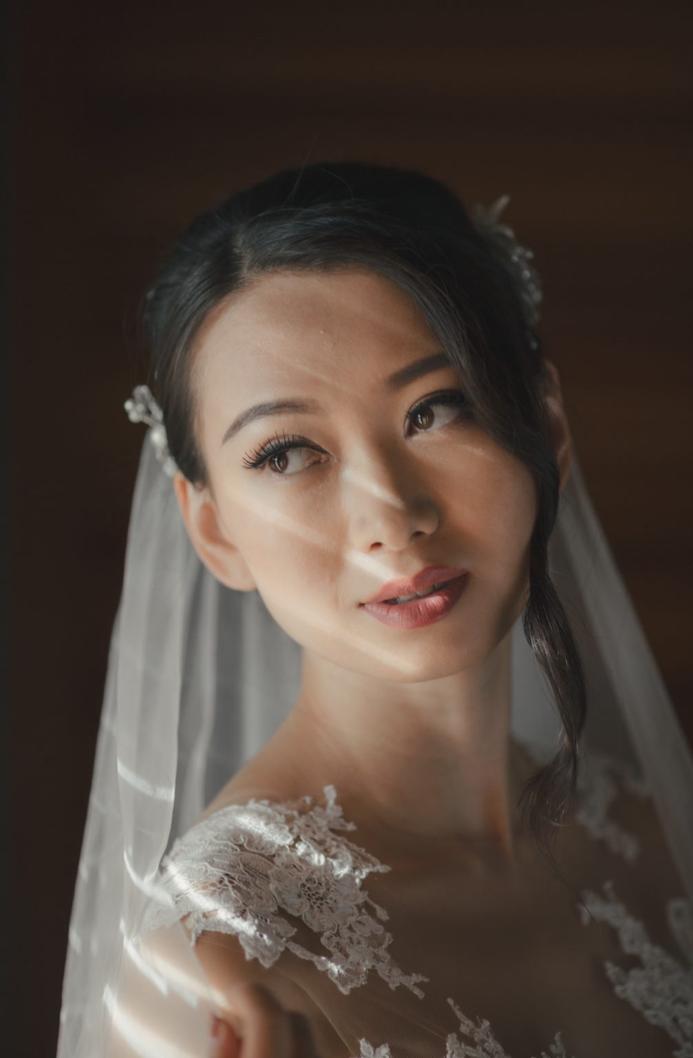 Destination wedding photographer in Krabi captures Singapore bride portrait before her ceremony