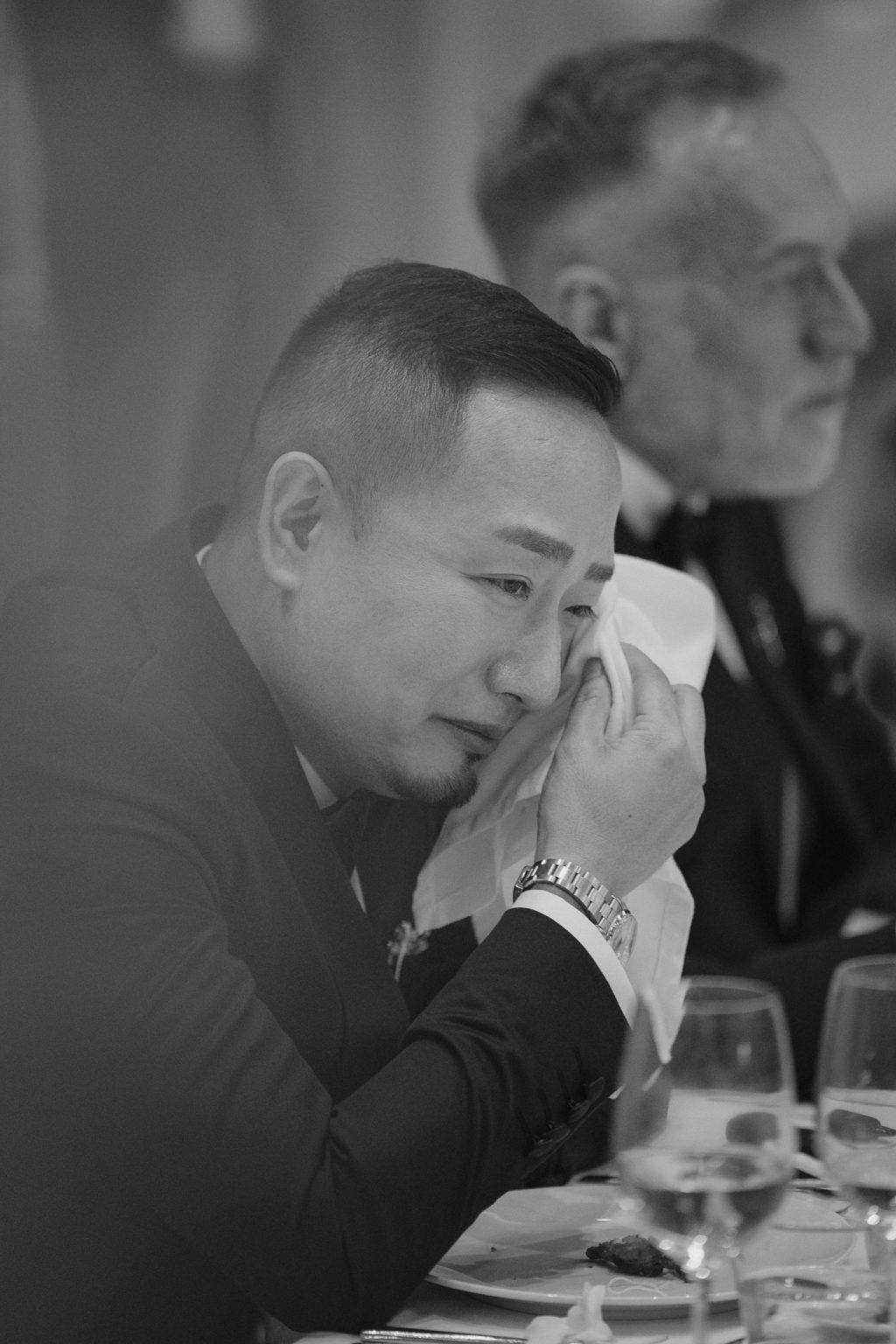 Groom crying at Krabi same sex wedding .