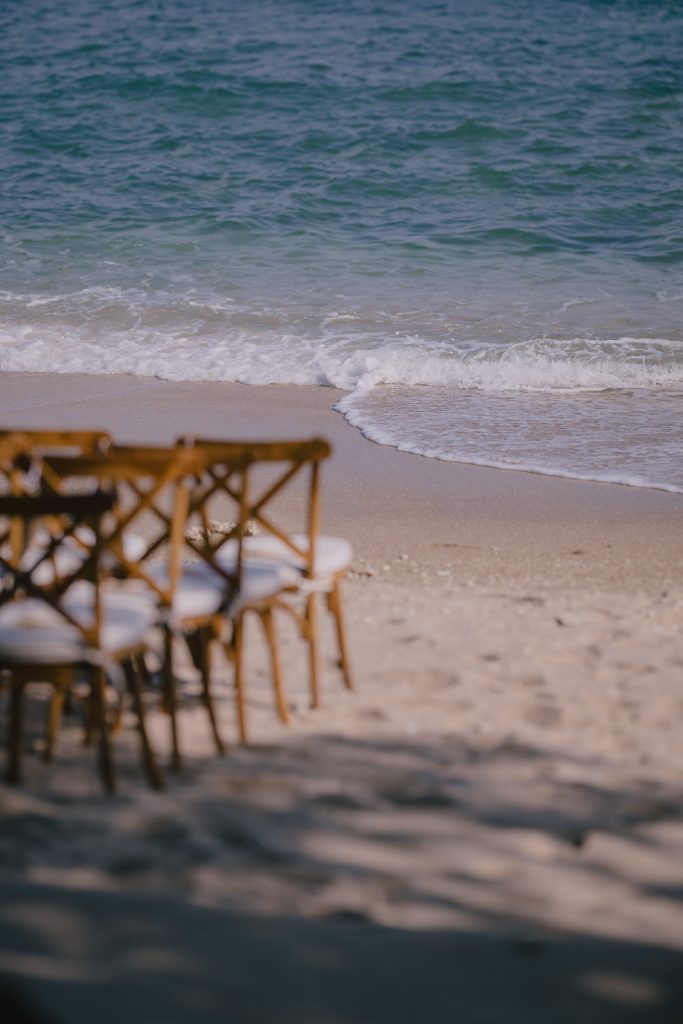 Waves crashing lightly on the beaches of Koh Samui at the Silavadee Resort & Spa wedding. Photo by award-winning wedding photographer Daniel Baci